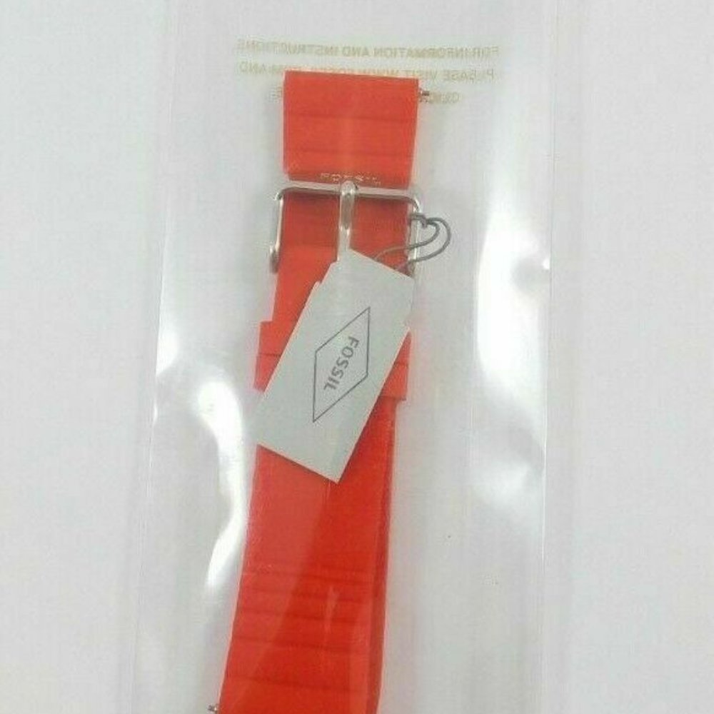 Fossil Silicone 22mm Watch Strap - Red